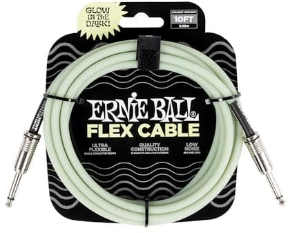 Ernie Ball Flex Cable para instrumentos, recto/recto, 3m - brilla en la oscuridad