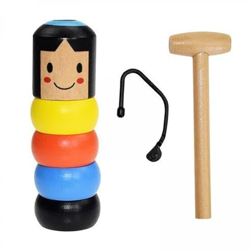F Fityle 2X Unzerbrechlich Holz Mann Magie Spielzeug, Tricks Lustige SpielzeugSpielzeugpuppe Requisiten, Lustige Holz Spielzeug Pflegen Kinder Denken Weihnac