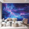 Papier Peint Panoramique Nuages Ciel Étoilé Étoiles Poster Mural, 350 x 256 cm (WxH) Peinture Murale pour Salon, Chambre, Chambre d'enfants, Restaurant Violet Décoration Murale