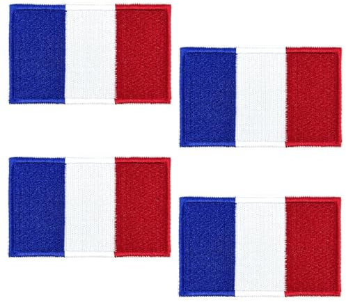 4 Pièces Patches Thermocollant France, Écusson de drapeau France, national Brodé à Repasser ou à Coudre Patch