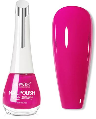 SUPWEE Vernis à ongles rose vif, 16 ml, vernis à ongles à séchage rapide, vernis à ongles classique, couleur brillante, séchage rapide, pour salon de manucure à domicile