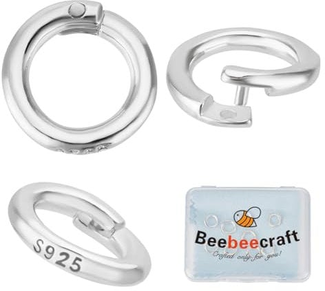 Beebeecraft 1 Box 10Pcs Locking Jump Ring OD 8mm ID 5mm 925 Sterling Silver Twister Lock Round Clasp for DIY Necklace Bracelet Jewelry Making Supplies