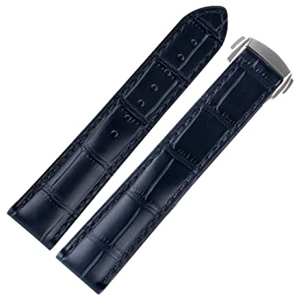 EAMOM Luxus-Uhrenarmband für Omega-Armband Seamaster, echtes Lederarmband, Faltschließe, Werkzeug, Ersatz, Uhrenzubehör, Teile(Blue,22mm)