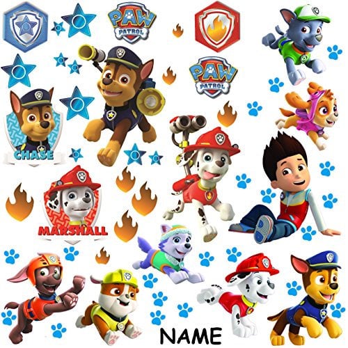 alles-meine.de GmbH 53 TLG. Set XL Fensterbilder - P. Patrol - Hunde - inkl. Name - selbstklebend + wiederverwendbar - Sticker Fenstersticker Aufkleber - Fensterbild/z...