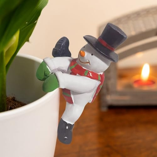 Yarteim Kreativer Weihnachten Blumentopf Deko Anhänger Schneemann Weihnachtsmann Hängende Statue für Pflanzgefäße, Harz Klettern Skulptur, Gartenstatuen und Skulpturen Figur Ornament (Schneemann)