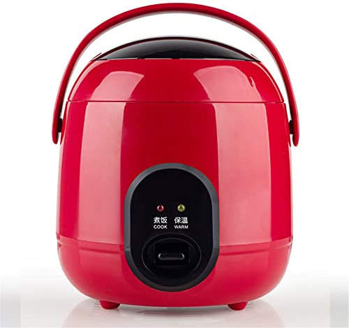 Mini Olla Arrocera Y Vaporera De 1,2 L Olla Arrocera Eléctrica Linda con 2 Capas De Calefacción Cocina Multifunción para 2-3 Personas,Rojo