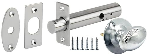 HANDLEZONE® Mortice Security Door Bolt, Extended 88mm Silver Rack Bolt, with Polished Chrome Oval Thumbturn