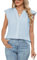 Famulily Ladies Cap Sleeve Pleated Chiffon Shirts Women's V Neck Casual Work Blouse Shirt Tops (M, Sky Blue)