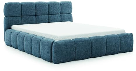 FURNISTAR Polsterbett Sofia 140x200 mit Bettkasten, Doppelbett mit Stauraum und Lattenrost, Boxspringbett-Optik, ohne Matratze, Bett - Himmelblau
