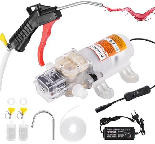 YUCHENGTECH Homebrew Beer Pump Electric Wine Transfer Pump with Flow Control & Auto Start-Stop, Includes Liquid Filling Gun, 4m Hose and 2 Filters Low Noise Ideal for Pumping Wine Beer Beverages