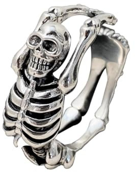 Auriselle Herren Wikinger Ring Verstellbarer Ring mit Totenkopf Muster, Offene Retro Punk Hip Hop Gothic Schmuck, Unisex Vintage, Party Geburtstag/Weihnachten/Ostern Geschenk für Männer Jungen Damen
