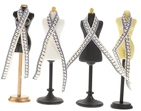 JUMPLAWN 4 Sätze Puppenzubehör Kleidung Nähen Mini Puppenkleid Nähpuppe Mannequin-Körper Puppe Schmuck Schaufensterpuppe weibliche Schaufensterpuppe Puppenkleiderform Harz