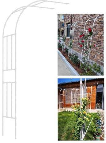 LJDJRHXH Arcade Demi De Roses Montage Mural, Arche De Jardin en Métal, Tuteur Tonnelle pour Plantes Grimpantes, 120 150 180 200 220 240 260 270 300 cm Treillis Pergola pour Décor Mariage(Blanc)