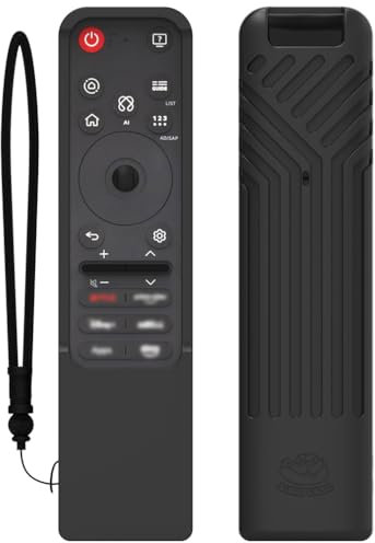 LiLiTok Carcasa de silicona para LG MR25GA Magic Remote (serie 2025 OLED C5 B5 G5 M5), funda remota con cordón Anit-Lost para LG Smart TV mando a distancia (negro)