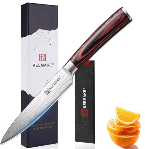 KEEMAKE Allzweckmesser 12,7 cm, Kleines Scharfes Küchenmesser | aus Hochkohlenstoff-Edelstahl, für Obst, Gemüse & Fleisch, Ergonomischer Griff, Rostfrei Präzisionsschneiden