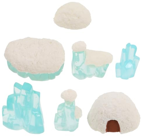 7 Stück Iglu Modell aus Kunstharz, Realistische Kleiner Eishäuser | Ornamente für Hausdeko, Eisbären als Motiv, Selbstgemacht Idee für Kinder und Mädchen