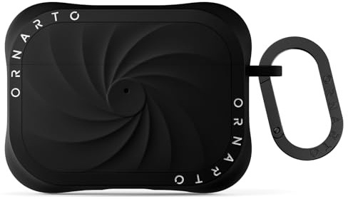 ORNARTO VORTUXE für AirPods Pro 3 Hülle mit Karabiner - Schwarz | Premium Flüssigsilikon, Einzigartiges Design, Weich und Griffig, tolle Haptik, Militär-Grade Fallschutz