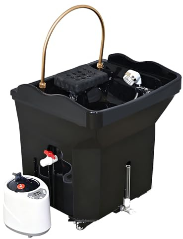 head spa Lavabo - Équipement japonais pour spa - Avec réservoir d'eau de 60 l - 4 roues universelles - Noir - 1