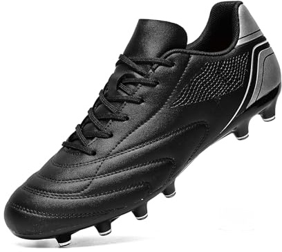 HaloTeam Chaussures de Football Homme Spike Crampons Profession Athlétisme Entrainement Chaussures de Sport,Noir,EU 45
