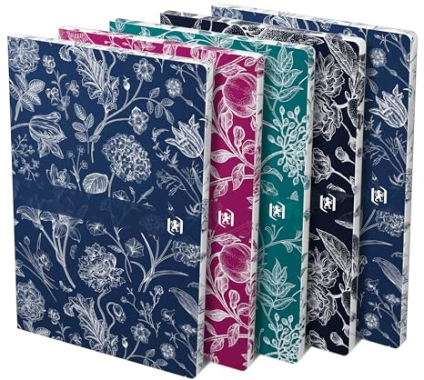 Oxford 'Romance' Notizbuch B5 (17x24,5 cm) liniert, 160 Seiten, Softcover mit Glanzdetails und Motiv-Farbschnitt, 4 Motive, 5 Stück