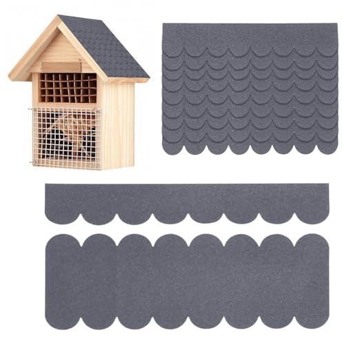yolzhxe 32 Stück Dachpappe für Vogelhaus, Zuschneidbar Mini Dachschindeln für Vogelhaus, Wasserdicht Selbstklebend Dachpappe Schindeln Geeignet für Vogelhäuser, den Modellbau usw (Grau)