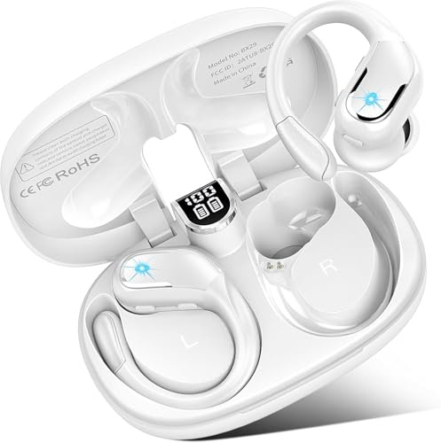 Cuffie Bluetooth Sport, 75 Ore Auricolari Bluetooth 5.4 con 4 ENC Mics, Stereo Cuffiette Bluetooth Antirumore, IP7 Impermeabili Cuffie Wireless con Display LED, Cuffie Senza Filo per Palestra/Running