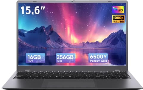 BLUEING 15.6 Inch FHD Laptop, Pentium Gold 6500Y Processor (Up to 3.4GHz) - 16GB RAM 256GB SSD, Support Dual-Band WiFi, HDMI, 2*USB 3.2, BT 5.2, 16:9 HD Display, 5000mAh Long-Battery