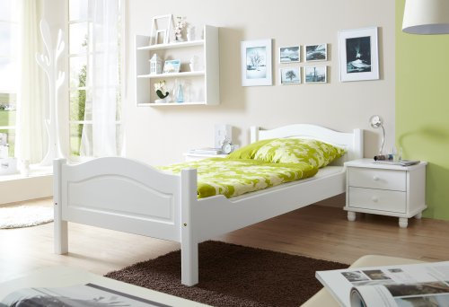 TiCAA Einzelbett Gästebett, Funktionsbett für Schlafzimmer, Kinderzimmer Kiefer massivholz Bettgestell 90 x 200
