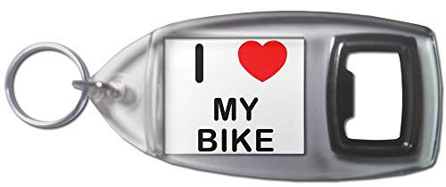 I Love Heart My Bike - Plastic Bottle Opener Key Ring