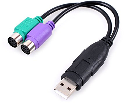UCEC PS/2 to USB Adapter Converter for PS2 Keyboard Mouse, USB to Dual PS/2 Cables Computers Accessories (Black)