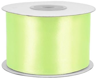 Satinband 50mm x 25m Rolle - FARBAUSWAHL in 3/6/12/18/25/38/50/75/100mm - farbecht & waschbar - Schleifenband für Ostern - Geschenkband zum Verpacken Dekorieren Basteln - Hellgrün 520