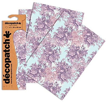 Clairefontaine C760O Decopatch Papier, 3er Pack Violett mit Rosen