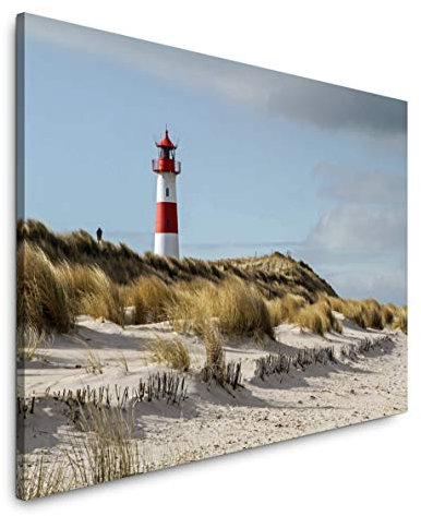 Paul Sinus Art Leuchtturm am Meer 120x 80cm Inspirierende Fotokunst in Museums-Qualität für Ihr Zuhause als Wandbild auf Leinwand in