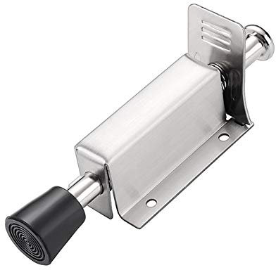 Spring Loaded Door Stop, Tiberham Heavy Duty Kick Down Door Stopper with Soft Rubber Bumper, Stainless Steel Step On Foot Operated Door Holder Stop Jammer