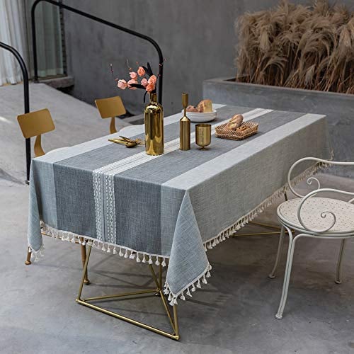 Flei Outdoor Tischdecke 60x100cm, Stoff Tischwäsche, Schmutzabweisend Ölbeständig Pflegeleicht Antirutsch, Party,Urlaub,Abendessen - Grau