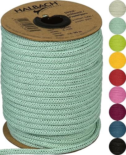 Halbach Seidenbänder Tubo di carta premium | Larghezza: 4 mm Lunghezza: 30 m | Filato tubolare riempito e resistente agli strappi, filo di carta per targhette per nome della cameretta o per fai da te,