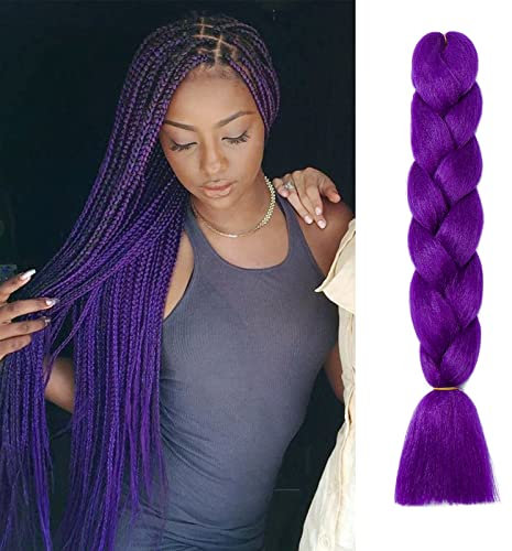 Treccine Extension Capelli Sintetici per Treccine Africane 1 Ciocche Trecce Jumbo Braiding Hair (Viola scuro)