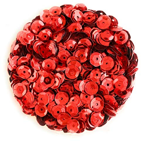 Angel Malone 15g (±) 1200 pcs. 6-7mm in Diameter Premium Quality Cup Sequins DIY Arts Crafts Making - UK Seller (Red)