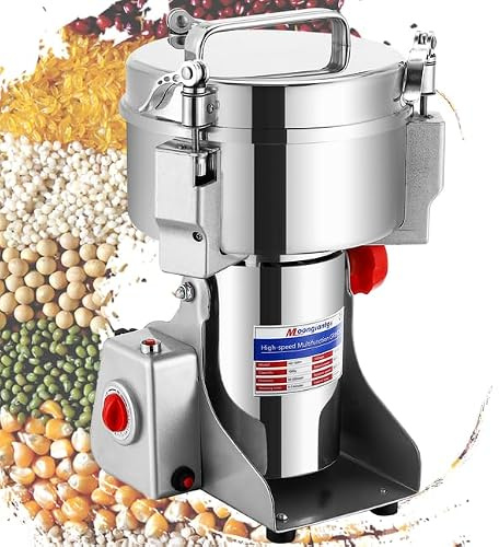 Moongiantgo Multifunktionale Getreidemühle Elektrisch 1500g aus Edelstahl | Kommerzieller Motor mit 3000W 36000 U/min, 50–300 Mesh, mit Überlastschutz&Open-Cover-Stop für Kräuter/Gewürze/Getreide