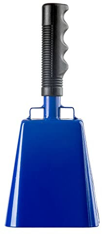 Kuhglocke aus Stahl mit Griff, Kuhglocken, Cheering-Glocke und lauten Geräuschmachern, Handglocken für Sportveranstaltungen, Fußballspiele, Schulglocke, Percussion-Musikinstrumente (25.4 cm, blau)