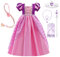 Lito Angels Deguisement Robe Costume Princesse Raiponce avec Accessories pour Enfant Fille, Taille 4-5 Ans, Manche Courte Bouffante, Violet