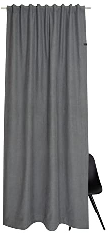 Gardine Solo 130x250 - Vorhang Blickdicht grau Baumwollmix - Vorhänge Wohnzimmer - Dekoschal - Curtains