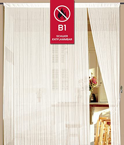 Kaikoon Fadenvorhang Messe B1 schwer entflammbar 150 cm x 600 cm (BxH) perlweiß Creme