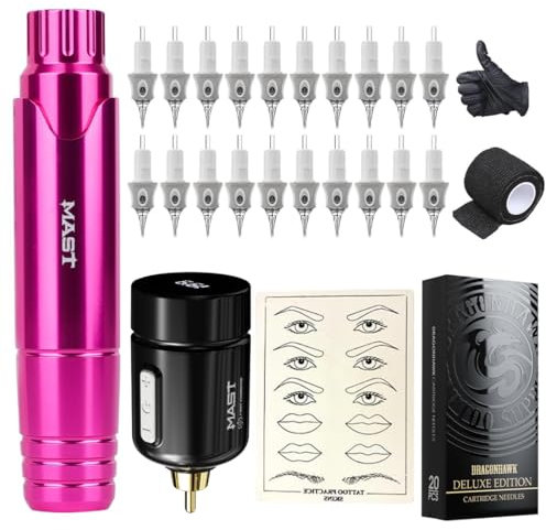 Mast Tattoo Maschine Set P10 Rotary Microblading Pen tätowiermaschine Kabellose Tattoo Powre Supply RCA Jack Tattoo Cartridge nadeln komplett for Eyebrow Lip Tattoo