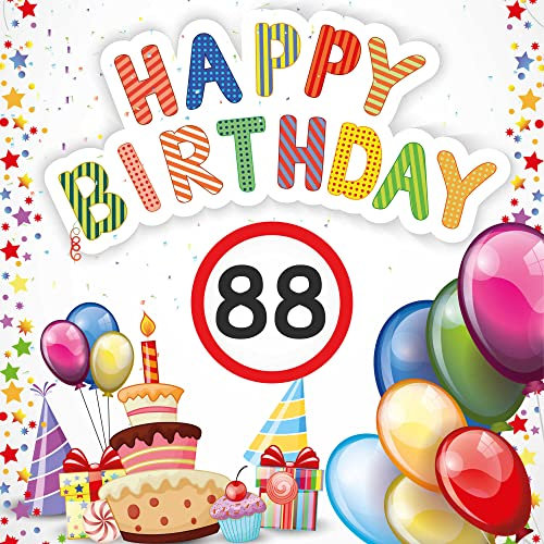 Geburtstagsplane - Geburtstagsbanner Alter - 88 Jahre - 100x100 cm - Happy Birthday - individuell mit Alter personalisiert - Kinder & Erwachsene - innen & außen - für Geburtstag