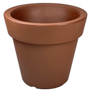 Design-Pflanzkübel XXL Gemma Pflanzgefäß, Pflanzentopf/hochwertiger Kunststoff/Ø 50 cm, 40 Liter, H: 44 cm UV-beständig (Pflanztopf Farbe: Braun)