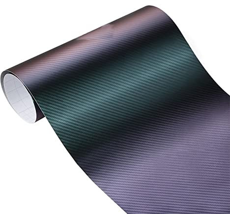 Kohlefaser Auto Folie,Auto Vinylfolie Selbstklebende Fahrzeug Lackschutzfolie Farbwechselfolie Auto Chamäleon Schutzfolie Wrapping DIY Klebefolie Autoaufkleber für Motorrad Fahrrad,50*152cm,Lila Grün