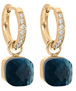 Qudo Firenze deluxe Creolen gold farben/Edelstahl beschichtet (london blue)