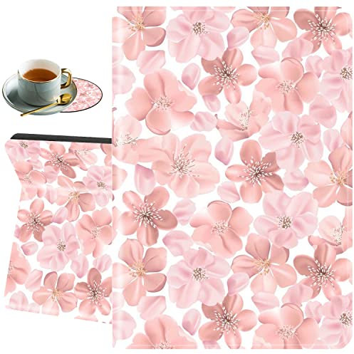 Hülle für Samsung Galaxy Tab A8 10.5 2022, Stoßfeste TPU Harte Rückseite Schutzhülle Tablet Cover für Samsung Galaxy A8 10.5 Zoll Tablet (SM-X200/X205/X207), Rosa Blumen