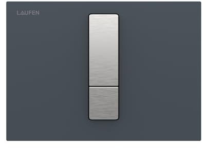 LAUFEN AW102 Betätigungsplatte, Dual-Flush, Glasoberfläche, 202x145x10mm, Tasten in Edelstahl-Optik, H9001020780001, Farbe: Anthrazit